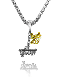 Alternative view of Radiant Divinity Shri Krishna & Radha Dual-Tone Pendant Necklace
