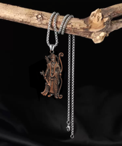 Alternative view of Divine Lord Ram Kodanda Rama Antique Copper & Stainless Steel Pendant
