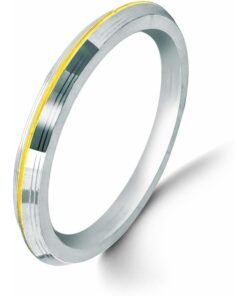 Alternative view of Men's Sleek Stainless Steel Kada  Dual-Tone Silver & Gold Line Finish  Minimalist Punjabi Kara Bracelet for Men