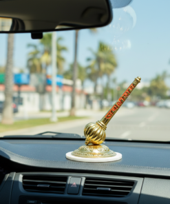 Alternative view of Divine Golden Hanuman Gada – Spiritual Decor for Car Dashboard, Home Temple & Office