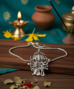 Alternative view of Lord Panchmukhi Hanuman Silver-Toned Pendant Necklace
