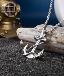 Alternative view of Men’s Stainless Steel Anchor Pendant Necklace 01