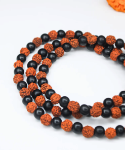 Alternative view of Authentic Karungali & Rudraksha Combination Mala (108+1 Beads) – Natural Ebony Wood & Sacred Panchmukhi Rudraksha for Protection, Focus, and Spiritual Growth