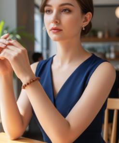 Alternative view of Aesthetic Red Golden Glow Stretch Sunstone Bracelet