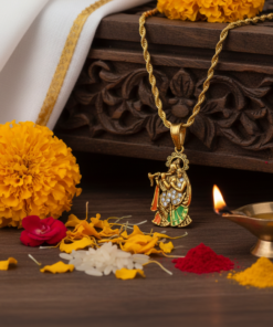 Alternative view of Vrindavan Soul Gold-Toned Radha Krishna Icon Necklace