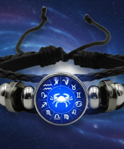 Cancer (कर्क) Unisex Zodiac Leather Bracelet – Blue Constellation Dial