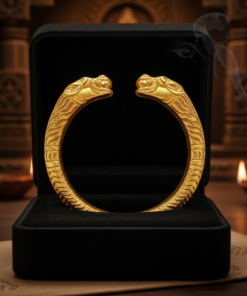 Alternative view of Gold-Plated Lion Head Kada For Man