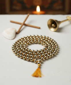 Alternative view of Radiant Prosperity Golden Pyrite 108-Bead Japa Mala – The Stone of Abundance & Protection
