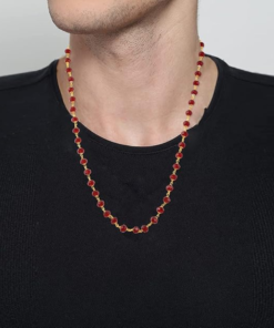 Alternative view of Elegant Maroon Crystal Bead Necklace – Gold Plated Handcrafted Chain for Women