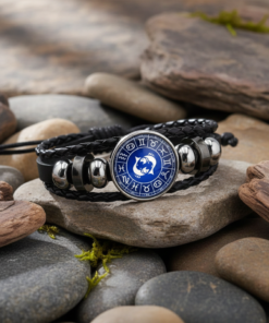 Alternative view of Pisces (मीन) Unisex Zodiac Leather Bracelet – With Blue Constellation Dial