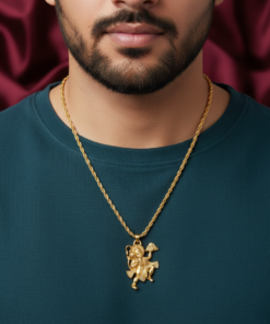 Alternative view of Divine Lord Hanuman Neccklace Stainless Steel Hanuman Ji Pendant With Rope Chain for Men