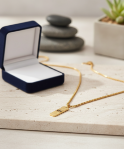 Alternative view of Sacred Ram Inscribed Textured Gold-Plated Pendant with Premium Box Chain