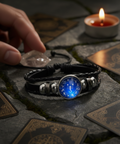 Alternative view of Scorpio (वृश्चिक) Unisex Zodiac Leather Bracelet – With Blue Constellation Dial