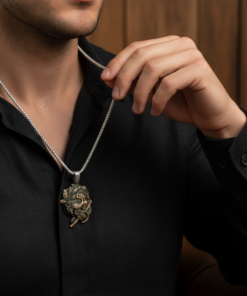 Alternative view of Divine Flute & Peacock Lord Krishna Pendant