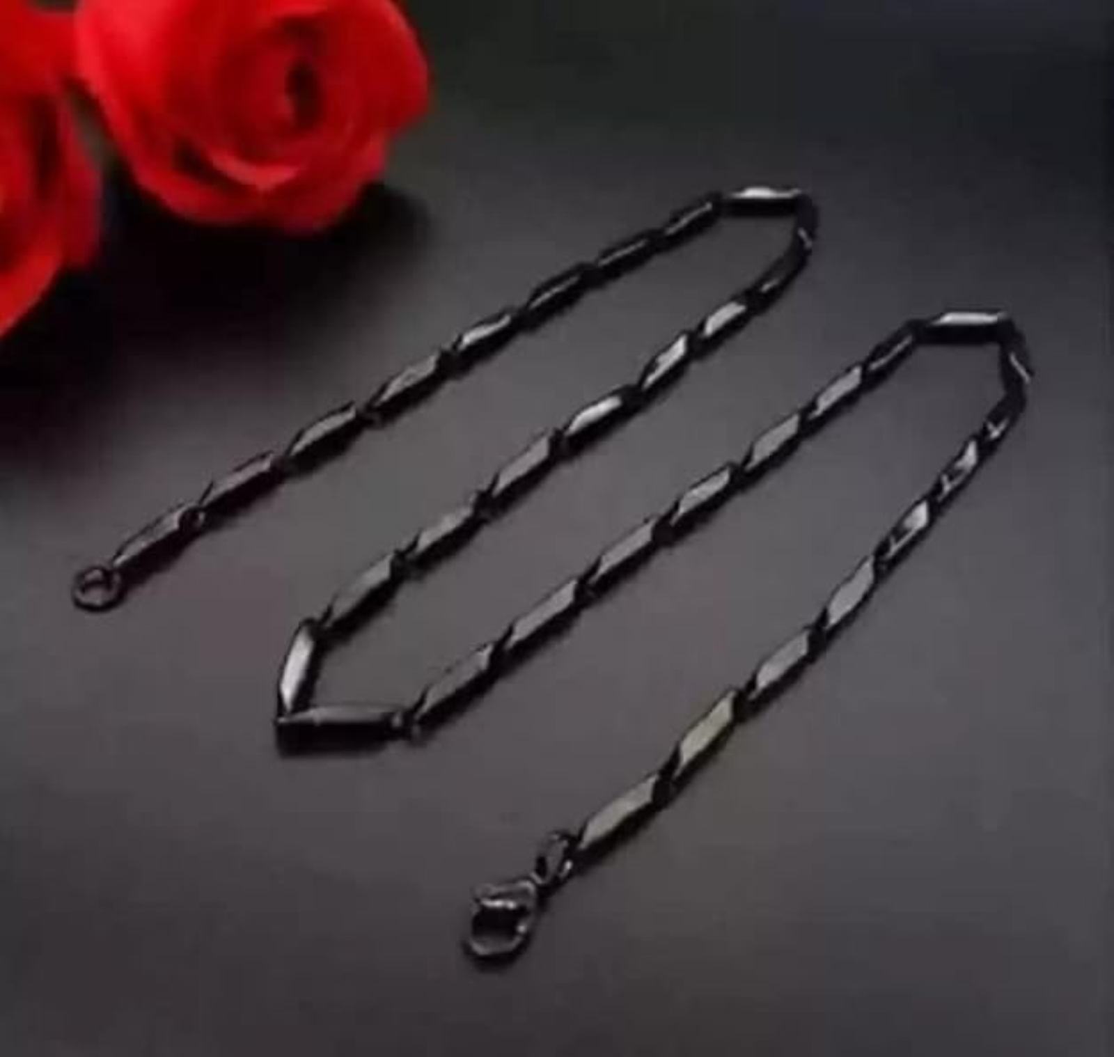 Mens Neck chain Stealth Series Obsidian Faceted Link Chain - Image 2