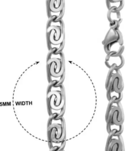 Alternative view of Men's Vintage Oxidized Silver Link Neck Chain – Premium Stainless Steel