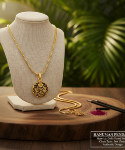 Alternative view of Lord Hanuman Necklace – Gold Plated Antique Finish
