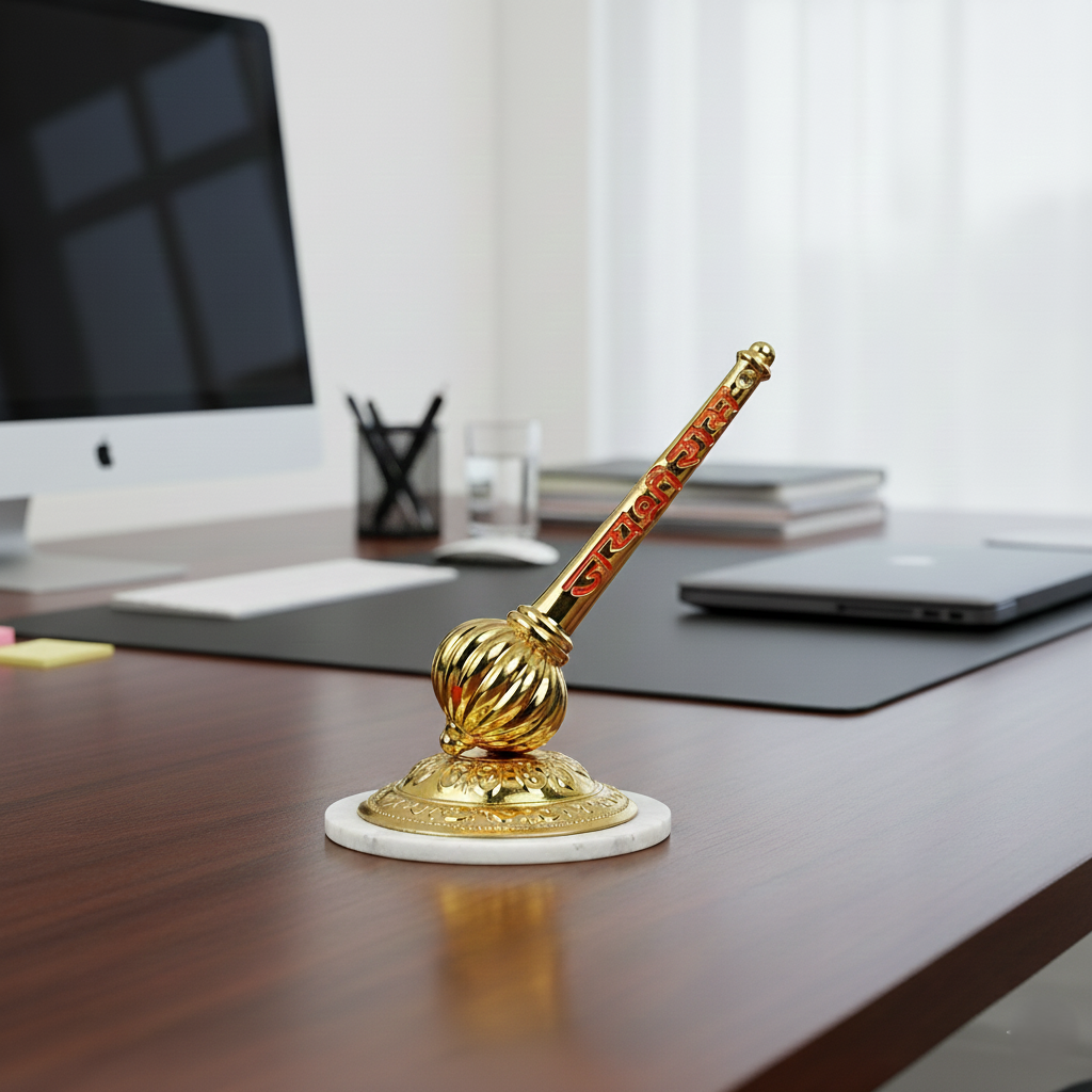 Divine Golden Hanuman Gada – Spiritual Decor for Car Dashboard, Home Temple & Office - Image 4