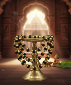 Alternative view of Shyama Tulsi Bead Necklace with Gold-Plated Designer Link Chain