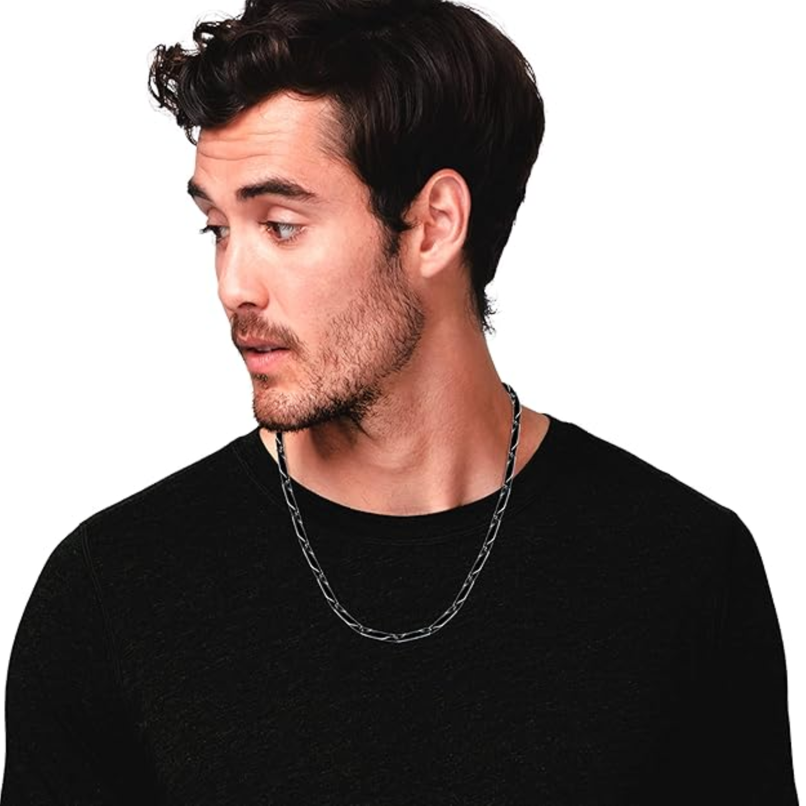 Mens Neck chain Stealth Series Obsidian Faceted Link Chain - Image 5