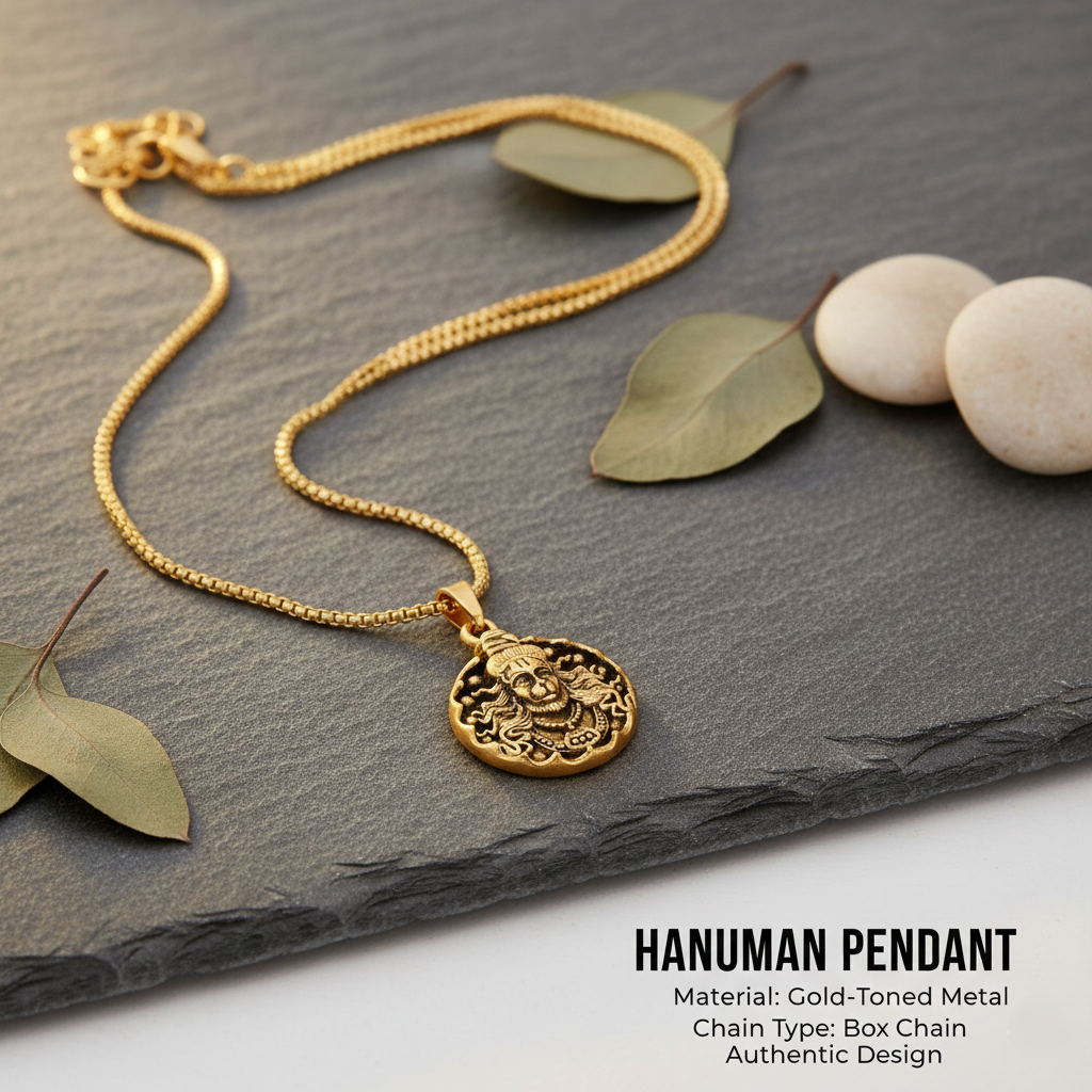 Lord Hanuman Necklace – Gold Plated Antique Finish - Image 3