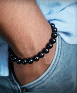 Alternative view of Midnight Black Obsidian Statement Bracelet For Men And Women