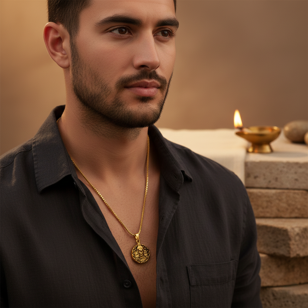 Lord Hanuman Necklace – Gold Plated Antique Finish - Image 4