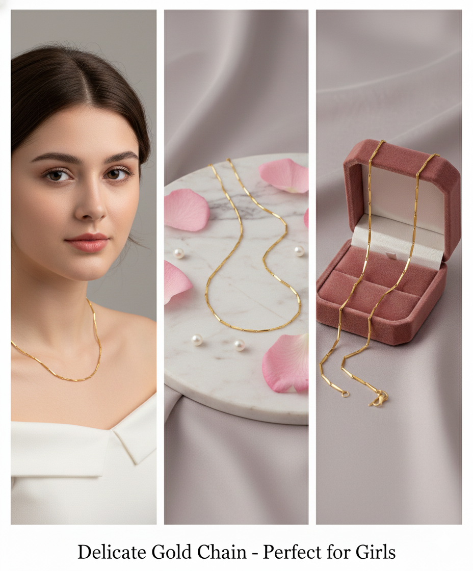 Classic Dailywear Gold Plated Rice Chain For Girls - Image 5