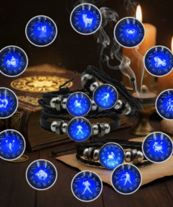 Capricorn (मकर) Unisex Zodiac Leather Bracelet – Blue Constellation Dial