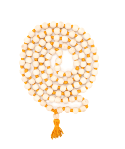 Alternative view of Handcrafted 108-Bead White Tulsi Japa Mala (8 mm)