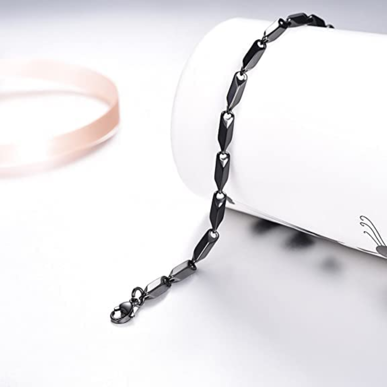 Mens Neck chain Stealth Series Obsidian Faceted Link Chain - Image 4