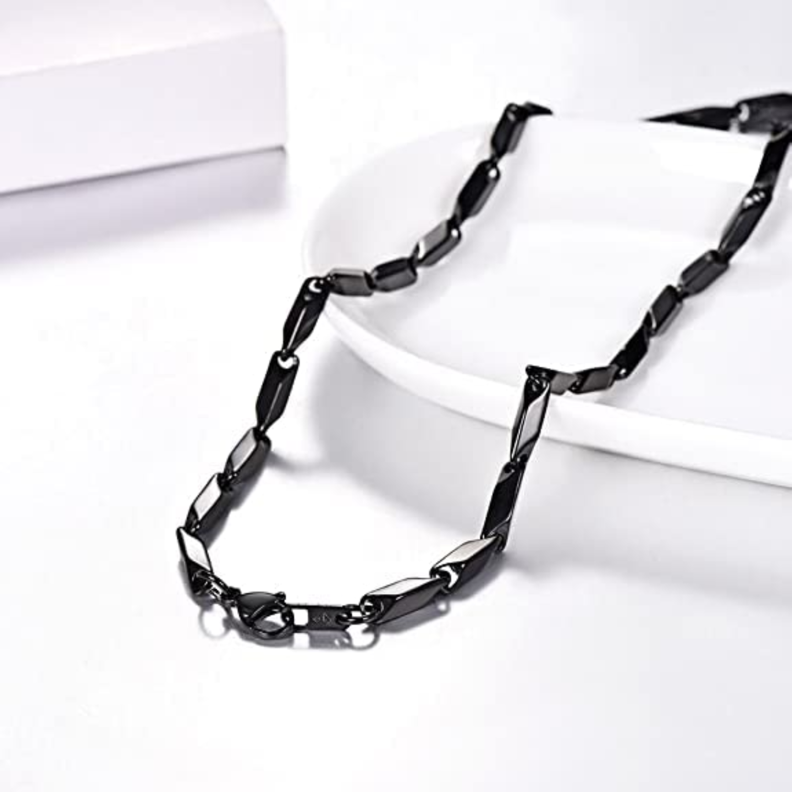 Mens Neck chain Stealth Series Obsidian Faceted Link Chain - Image 3