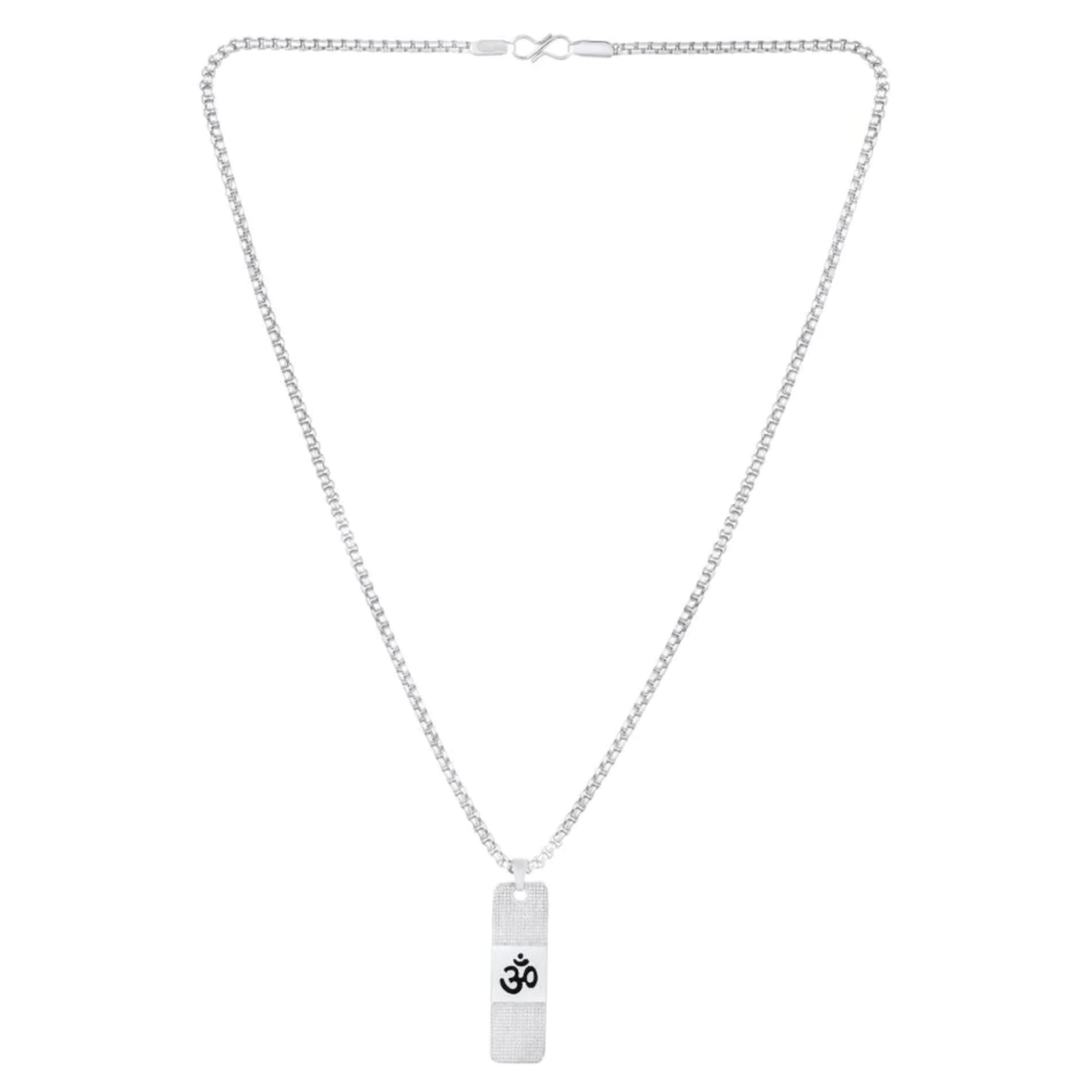 Sacred Om Inscribed Stainless Steel Textured Pendant Chain - Image 6