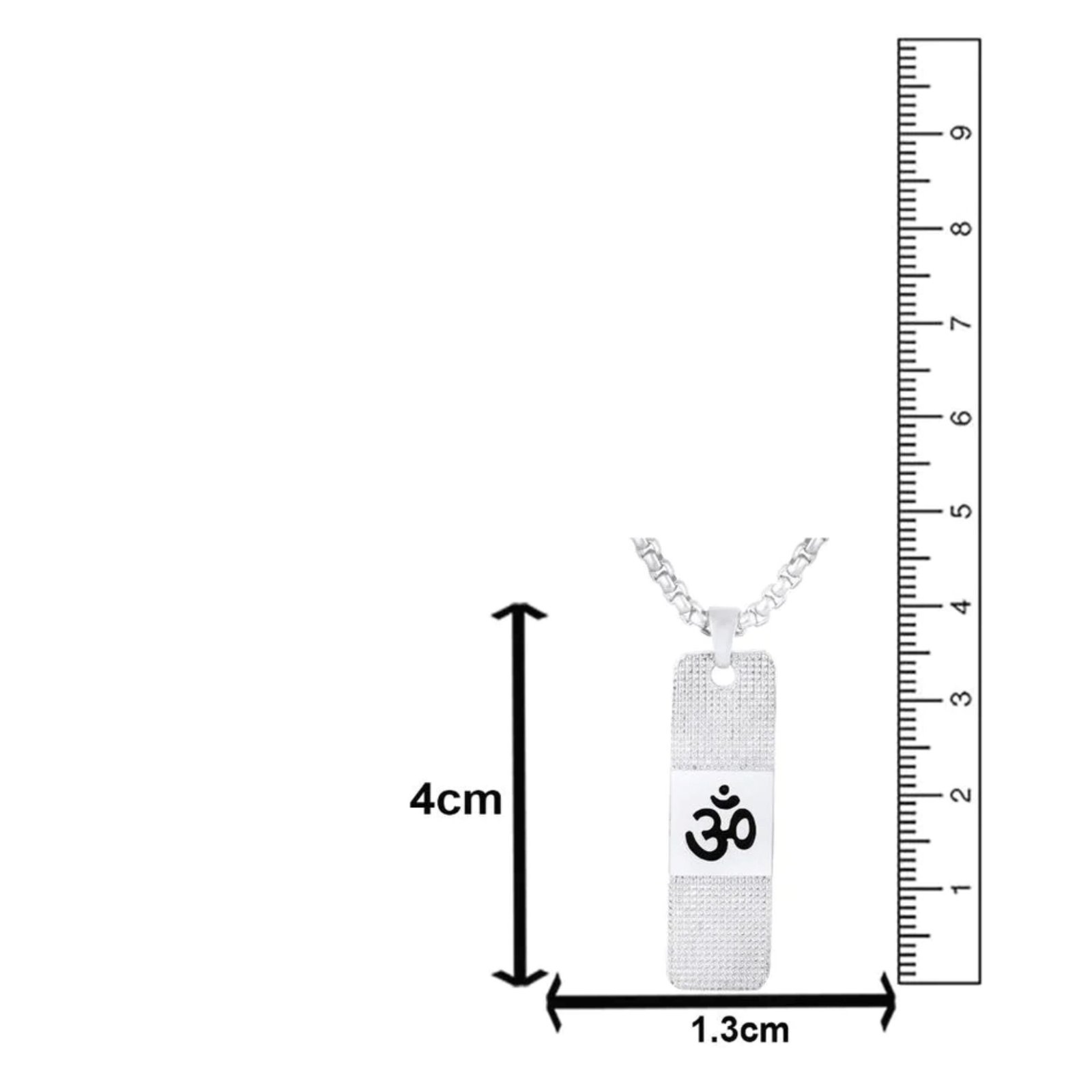 Sacred Om Inscribed Stainless Steel Textured Pendant Chain - Image 7