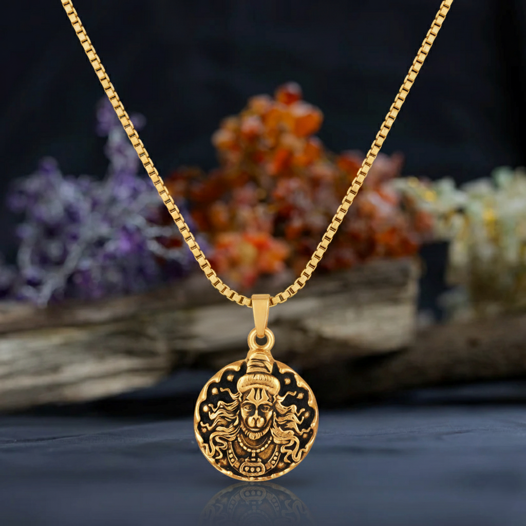 Lord Hanuman Necklace – Gold Plated Antique Finish - Image 7