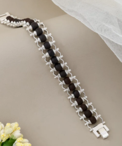 Authentic Karungali Beads Silver Chain Bracelet