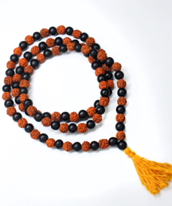 Authentic Karungali & Rudraksha Combination Mala (108+1 Beads) – Natural Ebony Wood & Sacred Panchmukhi Rudraksha for Protection, Focus, and Spiritual Growth