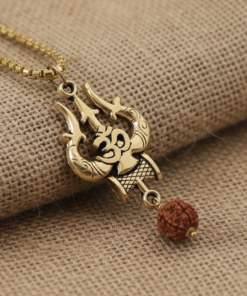 Authentic Trishul & Rudraksha Pendant with Box Chain For Boys And Girls