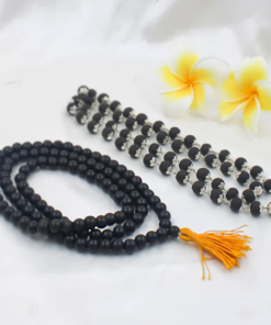 Certified Karungali (Black Ebony Wood) mala and Silver Cap Karungali Mala