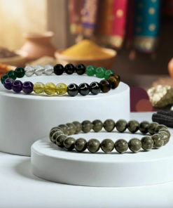 Pyrite & Dhanyog Bracelet – Stone of Wealth, Prosperity & Financial Growth