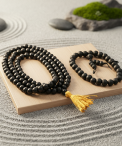 Combo of Authentic Karungali Mala And Bracelet– Natural Ebony Wood for Protection, Focus, and Spiritual Growth