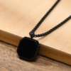 Geometric Black Onyx Pendant Necklace For Man
