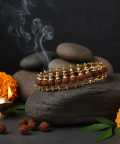 Gold-Plated 5 Face Authentic Rudraksha Bracelet