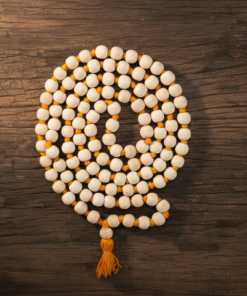 Handcrafted 108-Bead White Tulsi Japa Mala (8 mm)