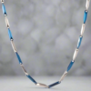 Mens Neck chain Stealth Series Blue - Silver Faceted Link Chain