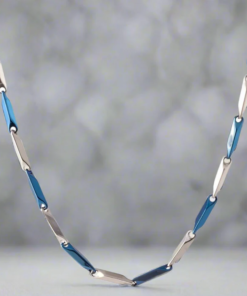 Mens Neck chain Stealth Series Blue - Silver Faceted Link Chain