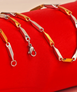 Mens Neck chain Stealth Series Gold - Silver Faceted Link Chain