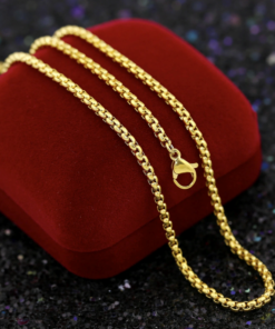 Men's Premium Gold Plated Stainless Steel Box Chain Necklace – Anti-Tarnish & Hypoallergenic