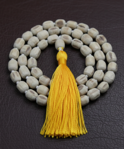 Premium 108-Bead Tulsi Japa Mala with Yellow Silk Tassel