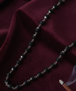 Premium Authentic Karungali Mala with Pure Silver Capping – Natural Black Ebony Wood Beads for Success, Protection, and Positive Energy